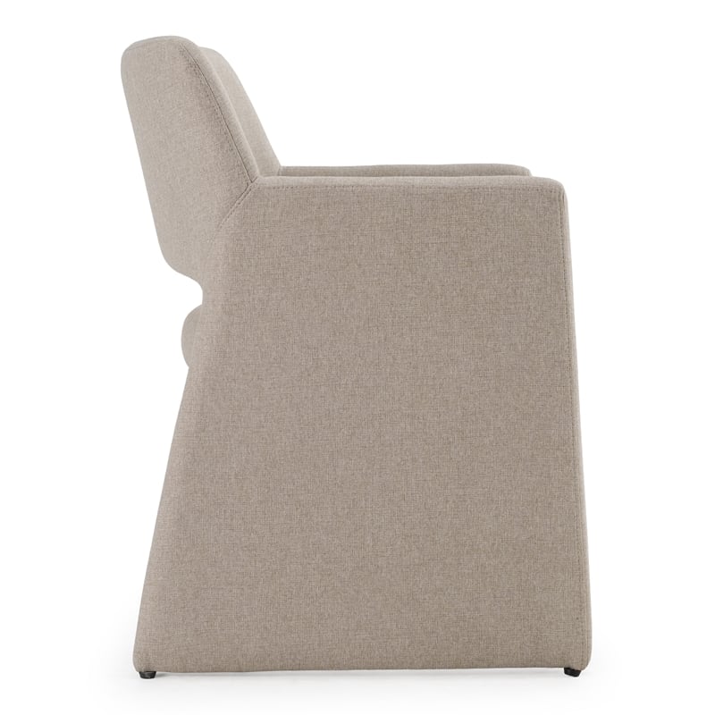Pemberly Row Modern Beige Fabric Dining Chair with Metal Frame