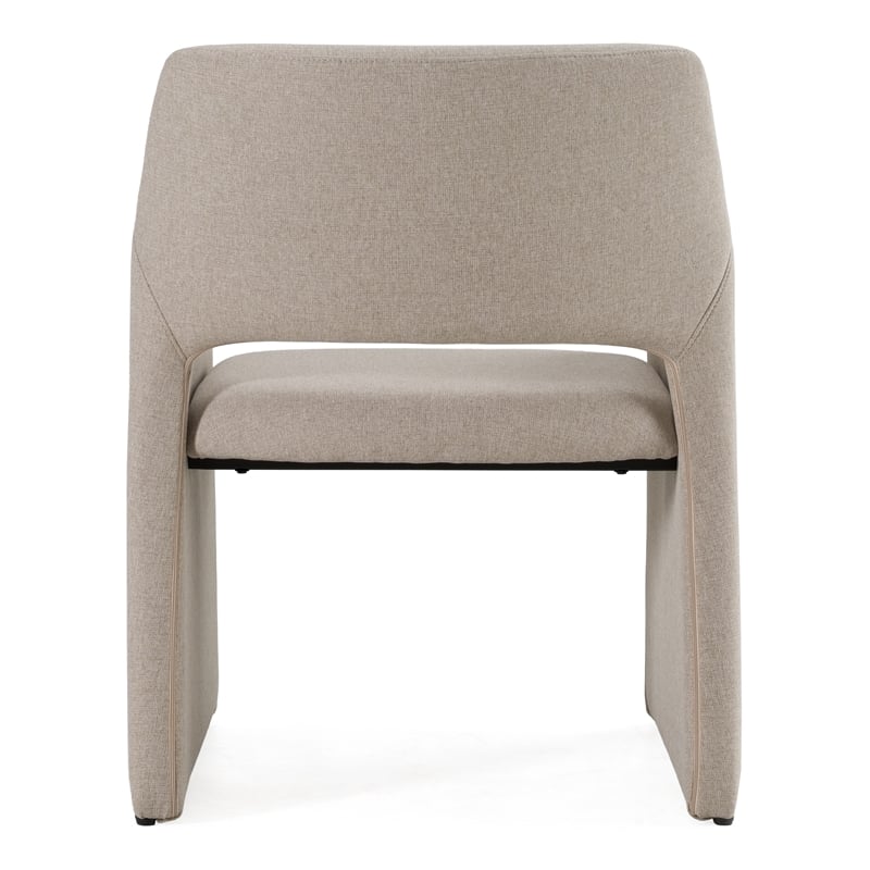 Pemberly Row Modern Beige Fabric Dining Chair with Metal Frame