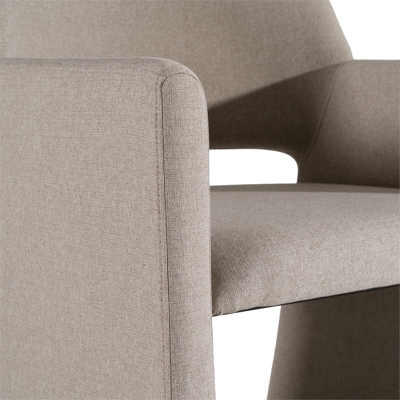 Pemberly Row Modern Beige Fabric Dining Chair with Metal Frame