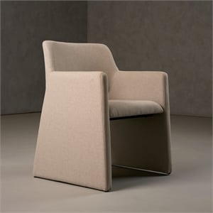 Pemberly Row Modern Beige Fabric Dining Chair with Metal Frame
