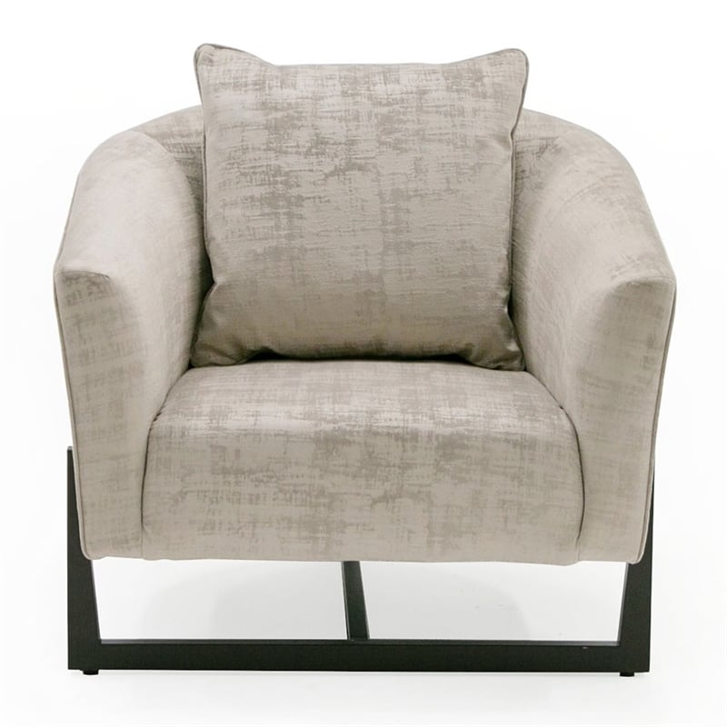 Pemberly Row Contemporary Gray Accent Chair with Foam Fill and Metal Base
