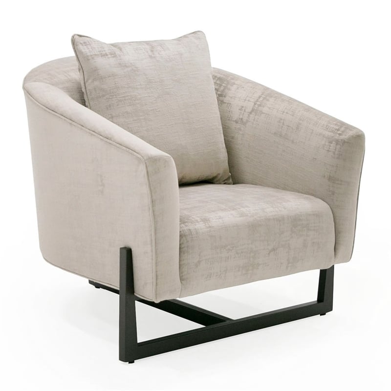 Pemberly Row Contemporary Gray Accent Chair with Foam Fill and Metal Base