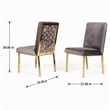 Pemberly Row Modern Grey Velvet Dining Chair Set with Gold Frames