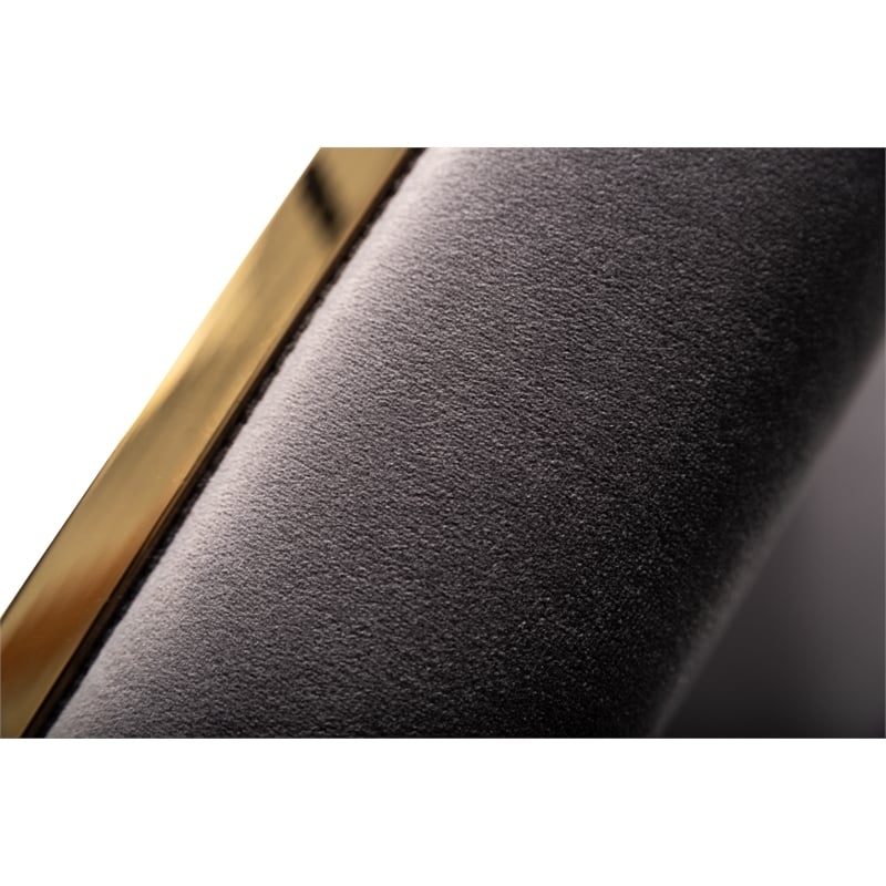 Pemberly Row Modern Grey Velvet Dining Chair Set with Gold Frames