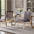 Pemberly Row Modern Grey Velvet Dining Chair Set with Gold Frames