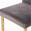 Pemberly Row Modern Grey Velvet Dining Chair Set with Gold Frames