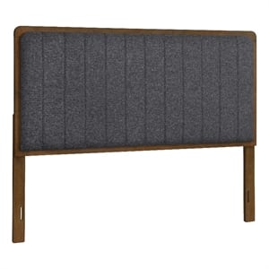 Pemberly Row King Channel Tufted Headboard in Walnut and Charcoal