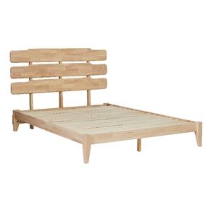 Pemberly Row Full Solid Wood Plank Complete Platform Bed in Natural