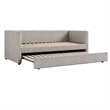 Pemberly Row Channel Tufted Complete Daybed with Trundle in Light Gray