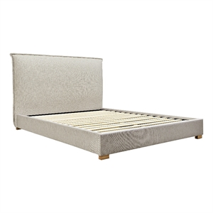 Pemberly Row King Curved Performance Fabric Complete Bed in Oatmeal