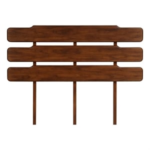 Pemberly Row Full/Queen Solid Wood Horizontal Plank Headboard in Walnut