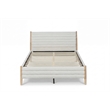 Pemberly Row King Channel Upholstered Complete Bed in Natural and Beige