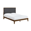 Pemberly Row Queen Channel Tufted Complete Bed in Walnut and Charcoal