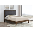 Pemberly Row Queen Channel Tufted Complete Bed in Walnut and Charcoal