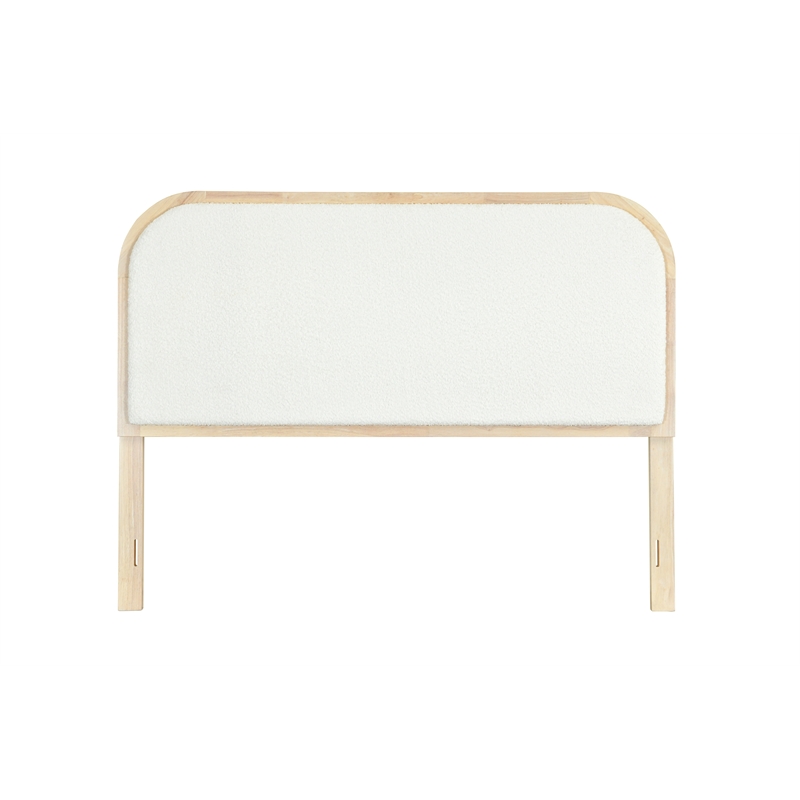 Pemberly Row King Boucle Headboard in Natural with White Upholstery