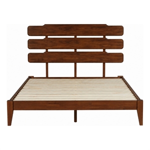Pemberly Row King Solid Wood Plank Complete Platform Bed in Walnut
