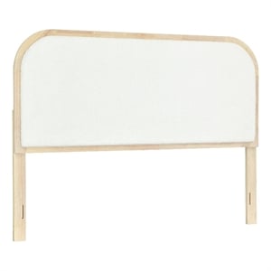 Pemberly Row Full/Queen Boucle Headboard in Natural with White Upholstery