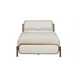 Pemberly Row Queen Upholstered Wood Complete Bed in Walnut and Beige