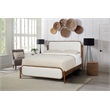 Pemberly Row Queen Upholstered Wood Complete Bed in Walnut and Beige