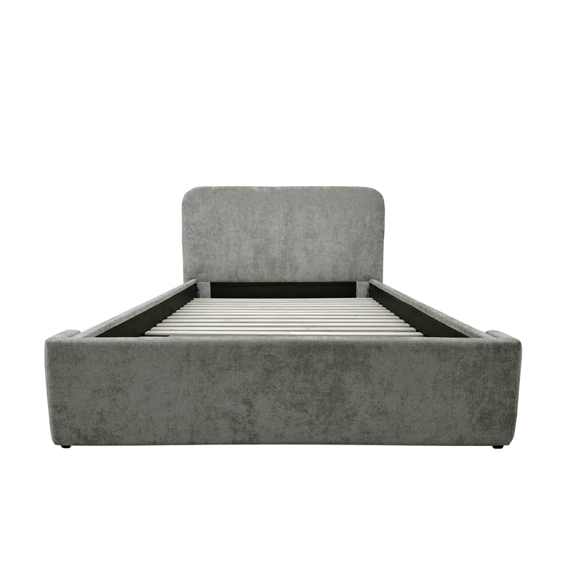 Pemberly Row Queen Curved Performance Fabric Complete Bed in Stone