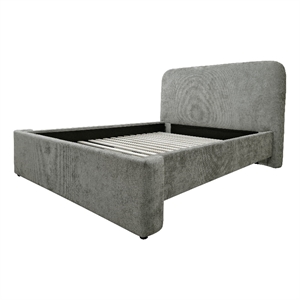 Pemberly Row King Curved Performance Fabric Complete Bed in Stone