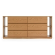Pemberly Row Modern 6 Drawer Dresser with Shelves in Natural Oak