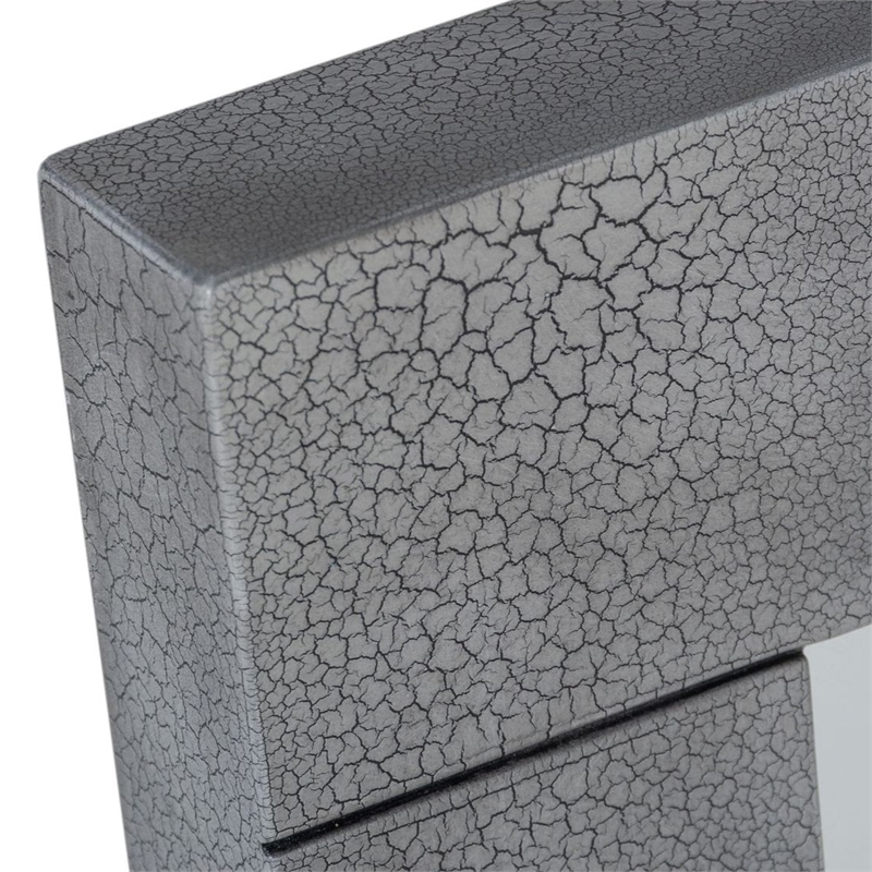 Pemberly Row Modern Square Wall Mirror with Thick Frame in Gray Crackle