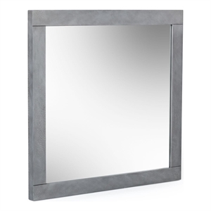 Pemberly Row Modern Square Wall Mirror with Thick Frame in Gray Crackle
