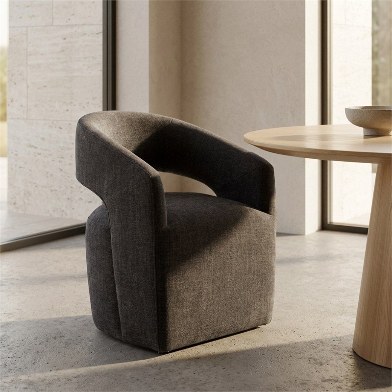 Pemberly Row Modern Upholstered Fabric Dining Chair in Dark Gray