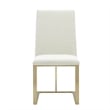 Pemberly Row Fabric Dining Chair with Antique Brass Legs in Off White