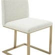 Pemberly Row Fabric Dining Chair with Antique Brass Legs in Off White
