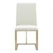 Pemberly Row Fabric Dining Chair with Antique Brass Legs in Off White