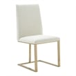 Pemberly Row Fabric Dining Chair with Antique Brass Legs in Off White