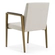 Pemberly Row Upholstered Dining Arm Chair with Brass Legs in Off White