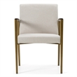 Pemberly Row Upholstered Dining Arm Chair with Brass Legs in Off White