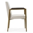 Pemberly Row Upholstered Dining Arm Chair with Brass Legs in Off White