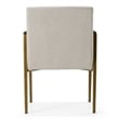 Pemberly Row Upholstered Dining Arm Chair with Brass Legs in Off White