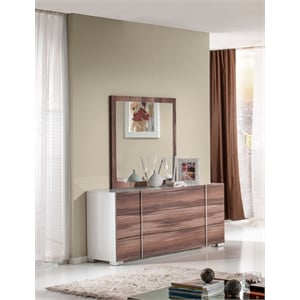 Pemberly Row Italian Mid-Century 39x41 Inch Wall Mirror in Cherry Veneer