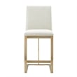 Pemberly Row Modern Fabric & Antique Brass Counter Chair in Off White