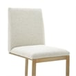 Pemberly Row Modern Fabric & Antique Brass Counter Chair in Off White
