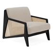 Pemberly Row Fabric & Rattan Accent Chair in Beige & Black Walnut