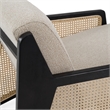 Pemberly Row Fabric & Rattan Accent Chair in Beige & Black Walnut