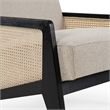 Pemberly Row Fabric & Rattan Accent Chair in Beige & Black Walnut