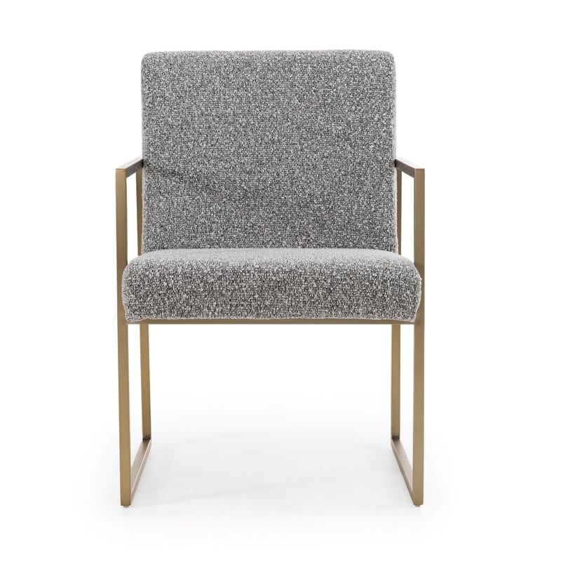 Pemberly Row Modern Fabric & Antique Brass Dining Chair in Grey