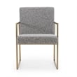 Pemberly Row Modern Fabric & Antique Brass Dining Chair in Grey