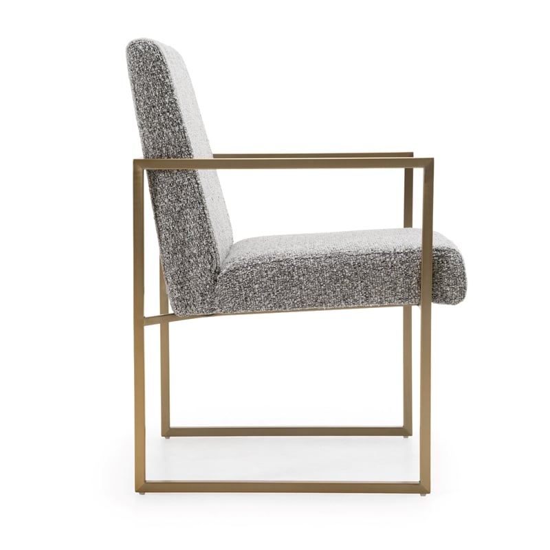 Pemberly Row Modern Fabric & Antique Brass Dining Chair in Grey