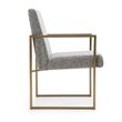 Pemberly Row Modern Fabric & Antique Brass Dining Chair in Grey