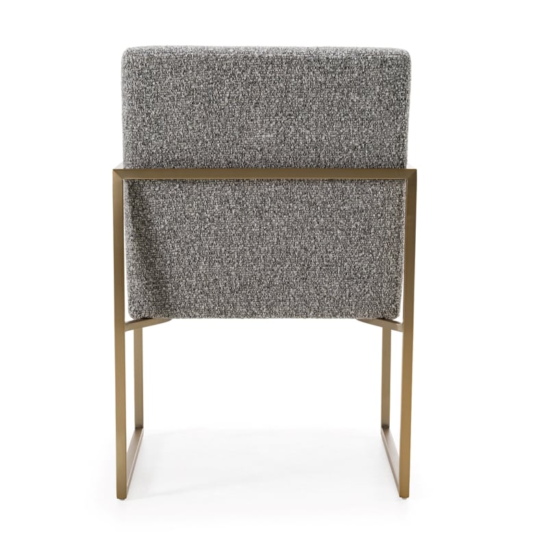 Pemberly Row Modern Fabric & Antique Brass Dining Chair in Grey