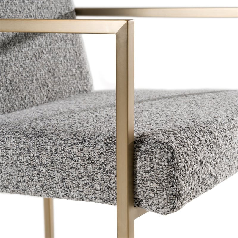Pemberly Row Modern Fabric & Antique Brass Dining Chair in Grey