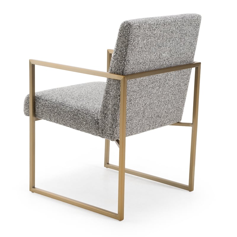 Pemberly Row Modern Fabric & Antique Brass Dining Chair in Grey